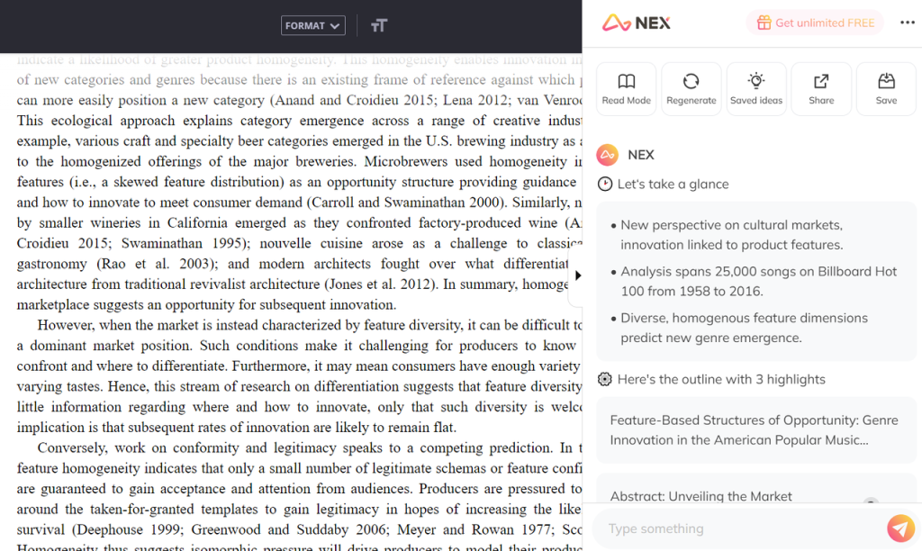 Compare the summary function of notion and nex